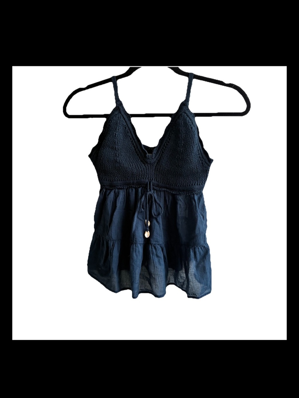 Hollister Navy Crochet-Top Tiered Camisole